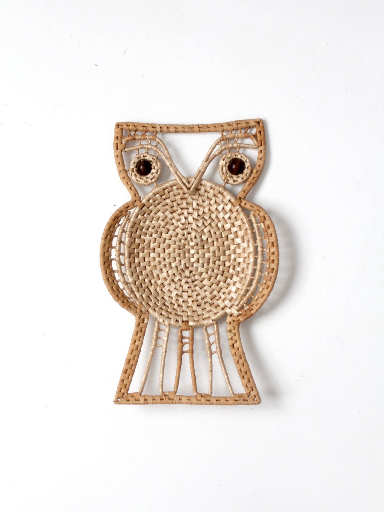 vintage woven owl wall hanging