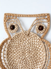 vintage woven owl wall hanging