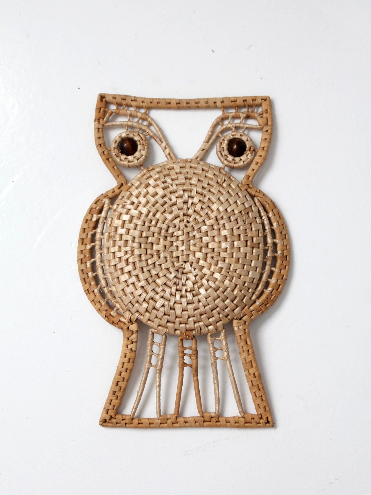 vintage woven owl wall hanging