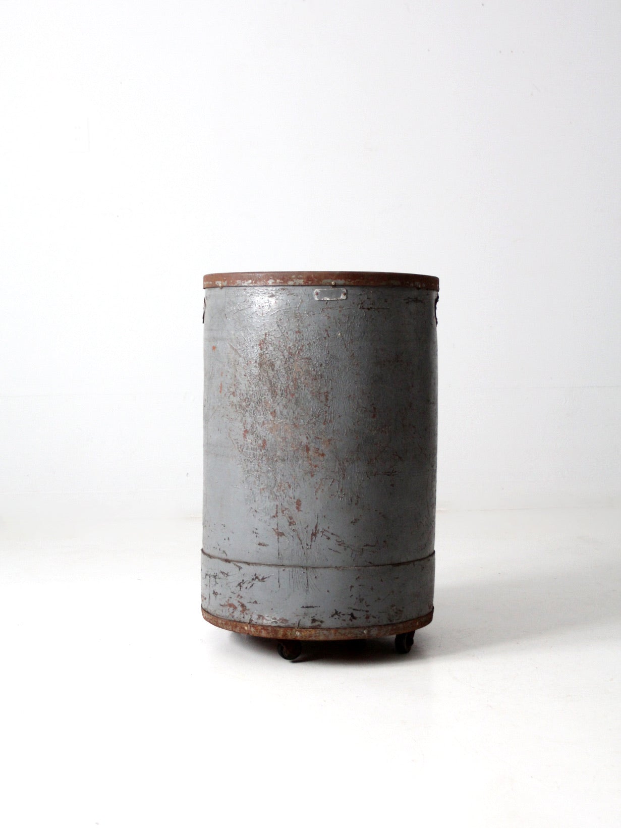 vintage industrial storage can on castors