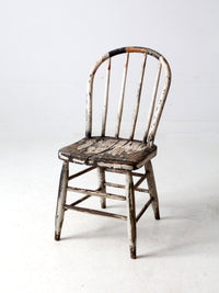 antique distressed white spindle back chair