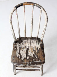 antique distressed white spindle back chair