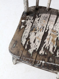 antique distressed white spindle back chair