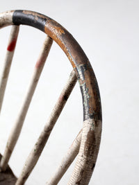 antique distressed white spindle back chair