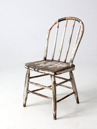 antique distressed white spindle back chair
