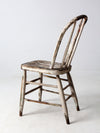 antique distressed white spindle back chair