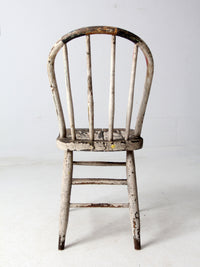 antique distressed white spindle back chair