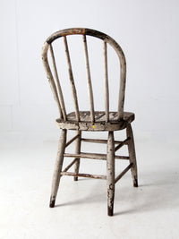 antique distressed white spindle back chair