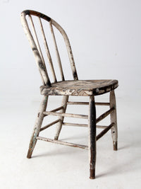 antique distressed white spindle back chair