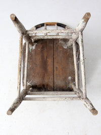 antique distressed white spindle back chair