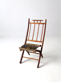 antique tapestry campaign folding chair