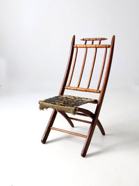 antique tapestry campaign folding chair