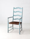 vintage painted ladder back chair with rush seat
