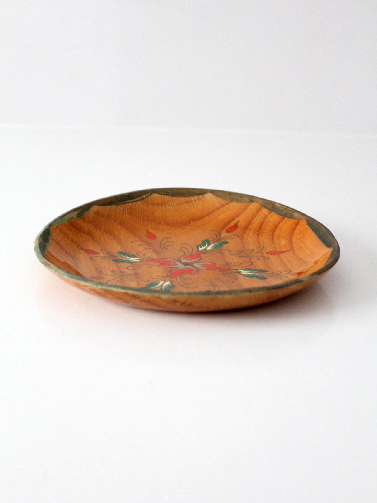 vintage hand-painted folk art wooden bowl