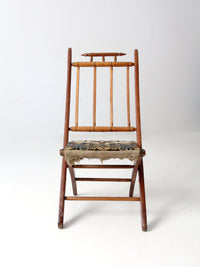 antique tapestry campaign folding chair