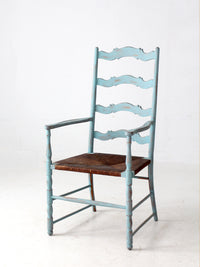vintage painted ladder back chair with rush seat