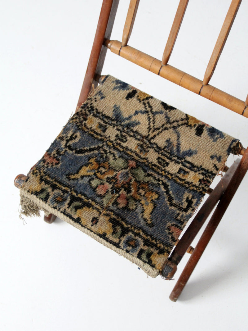 antique tapestry campaign folding chair