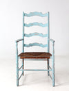 vintage painted ladder back chair with rush seat