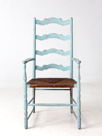 vintage painted ladder back chair with rush seat