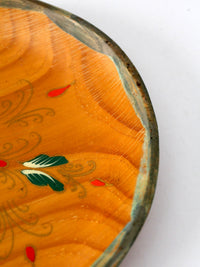 vintage hand-painted folk art wooden bowl