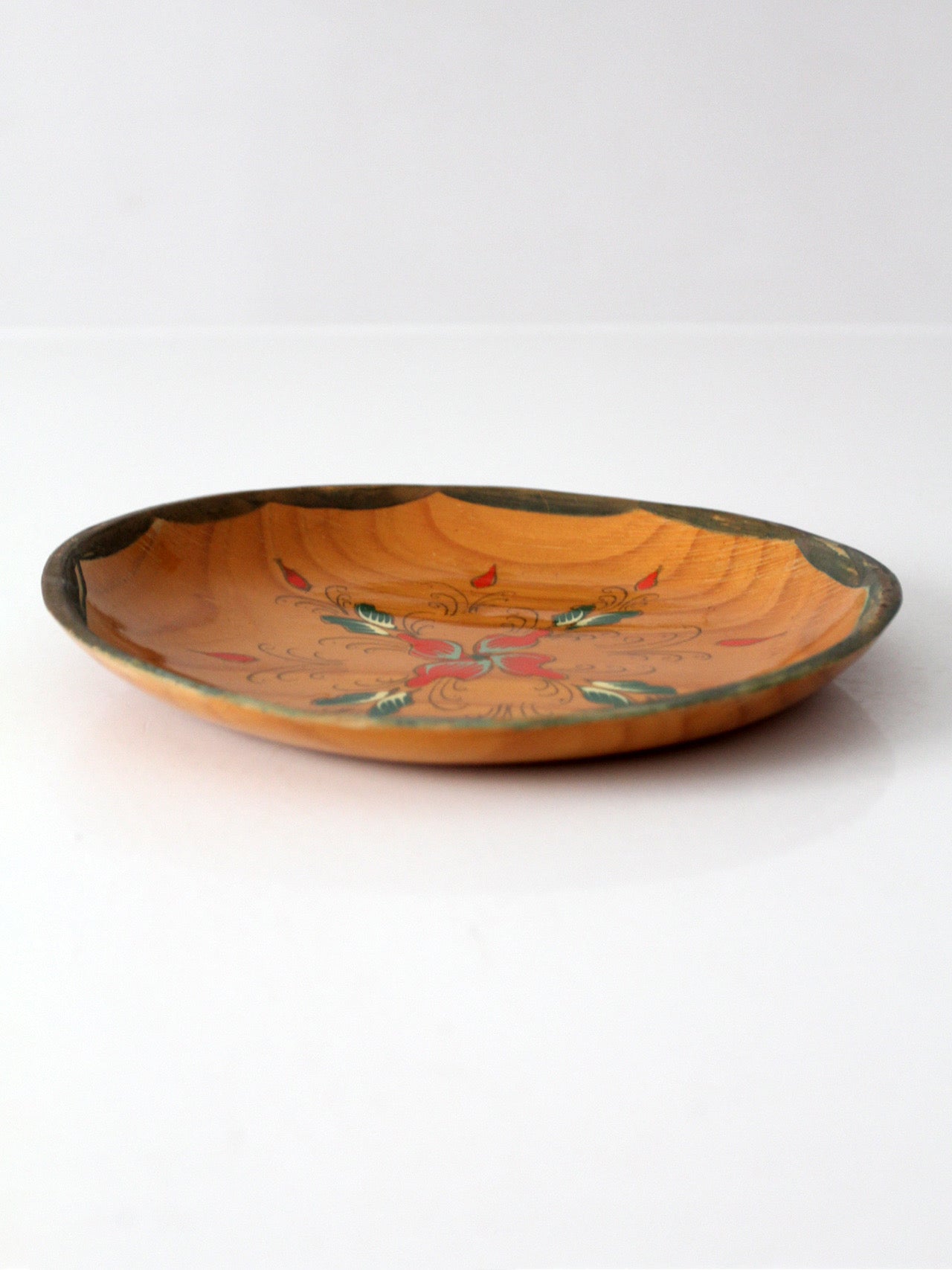 vintage hand-painted folk art wooden bowl
