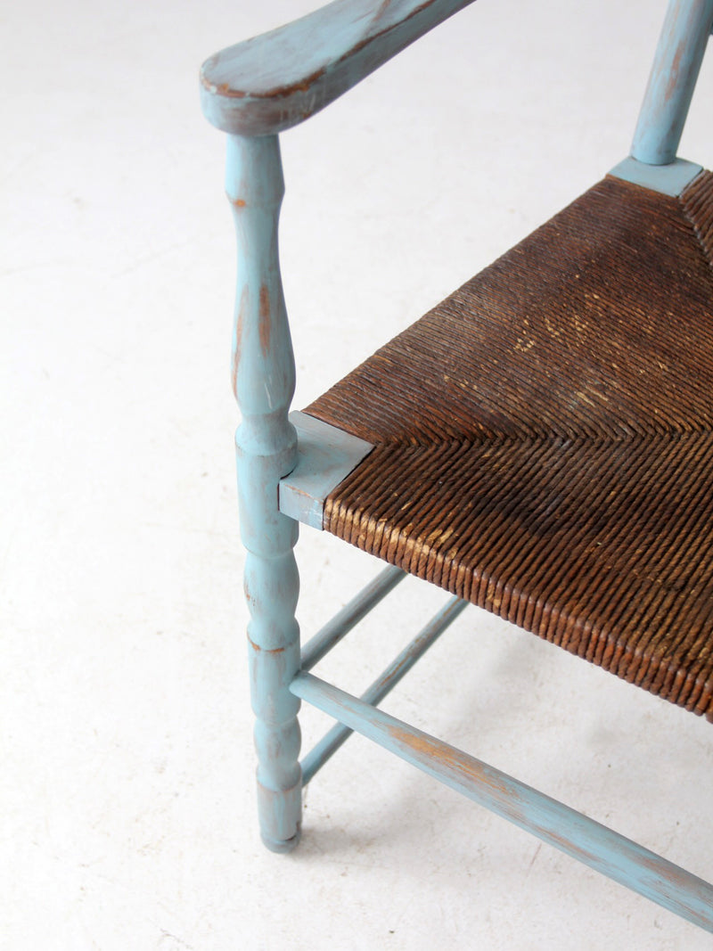 vintage painted ladder back chair with rush seat
