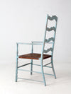 vintage painted ladder back chair with rush seat