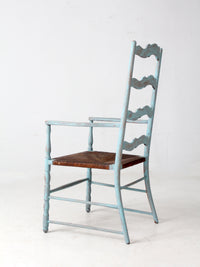 vintage painted ladder back chair with rush seat