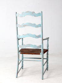 vintage painted ladder back chair with rush seat