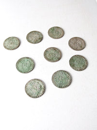 vintage French fleur-de-lis metal coasters set