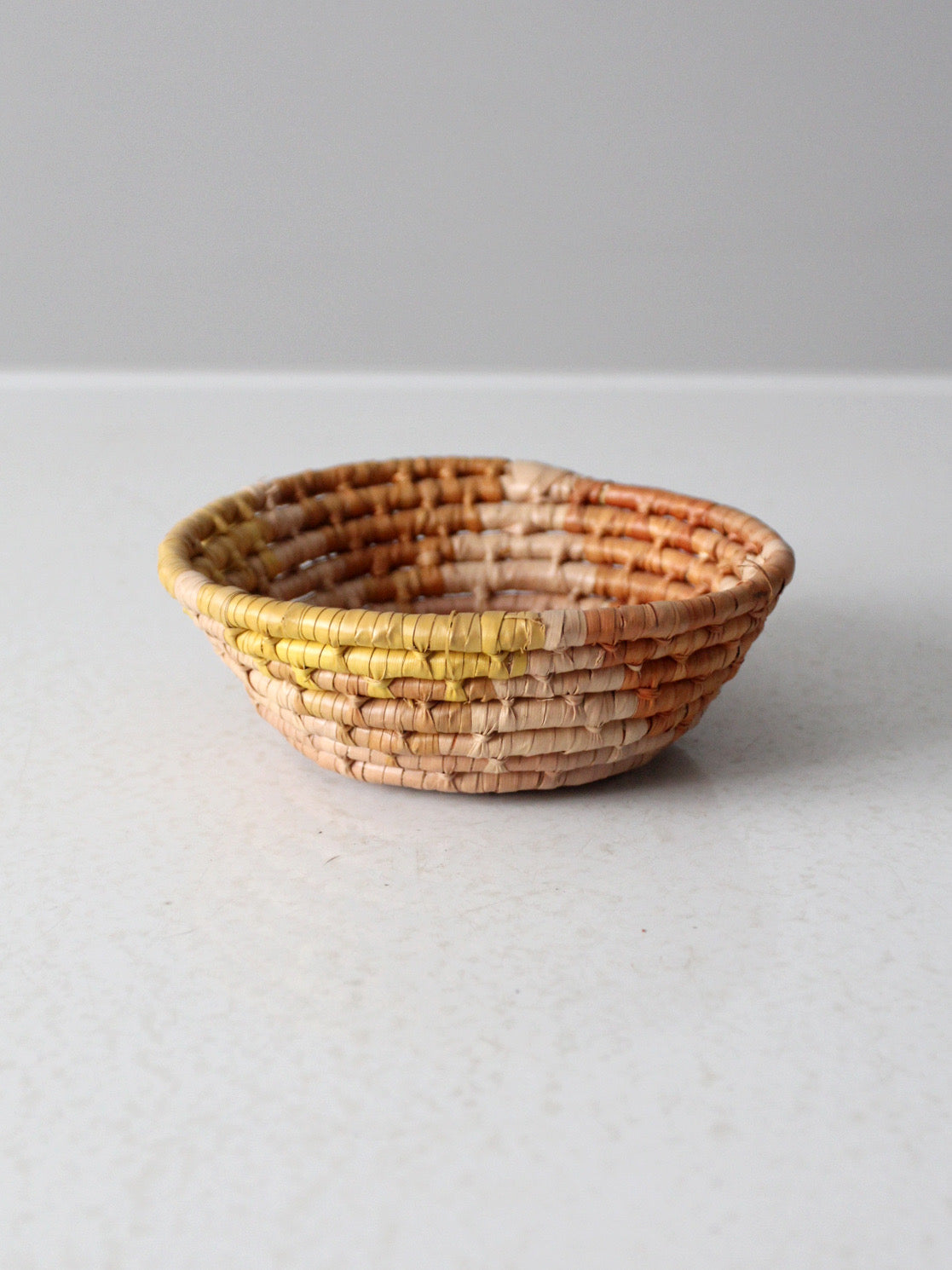 mid-century coiled basket bowl