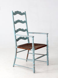 vintage painted ladder back chair with rush seat