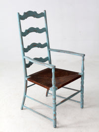 vintage painted ladder back chair with rush seat