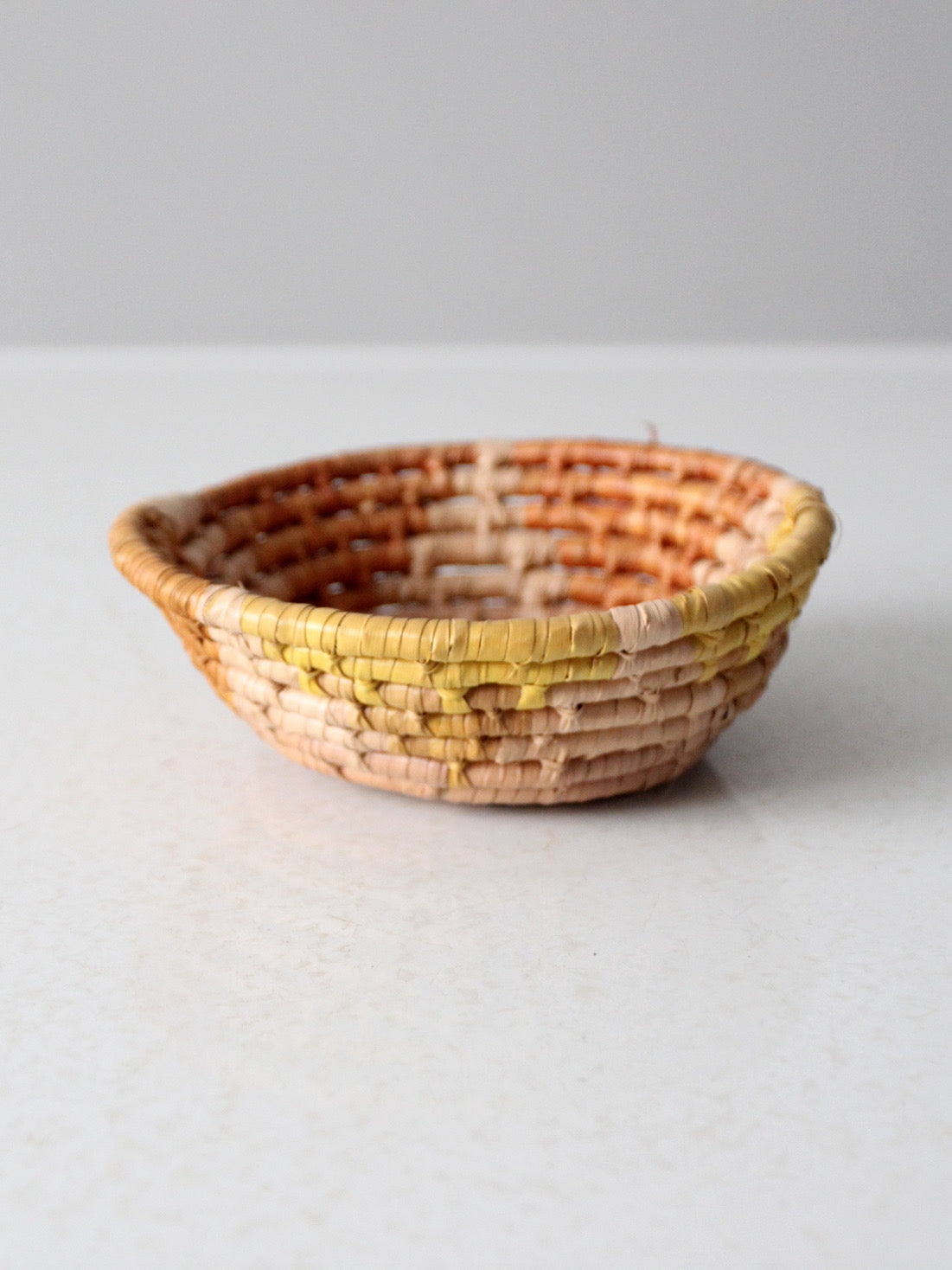 mid-century coiled basket bowl