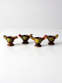 vintage wooden bird egg cups set of 4
