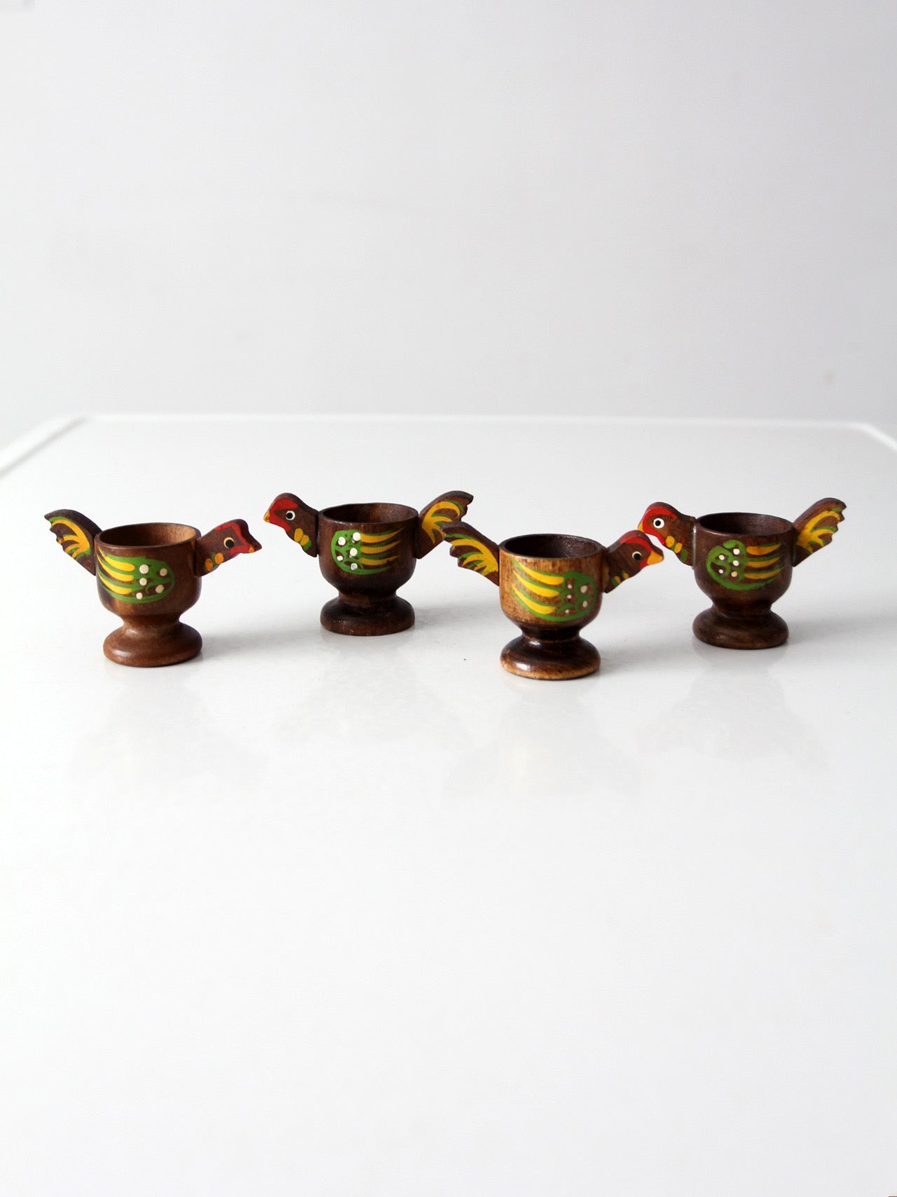 vintage wooden bird egg cups set of 4