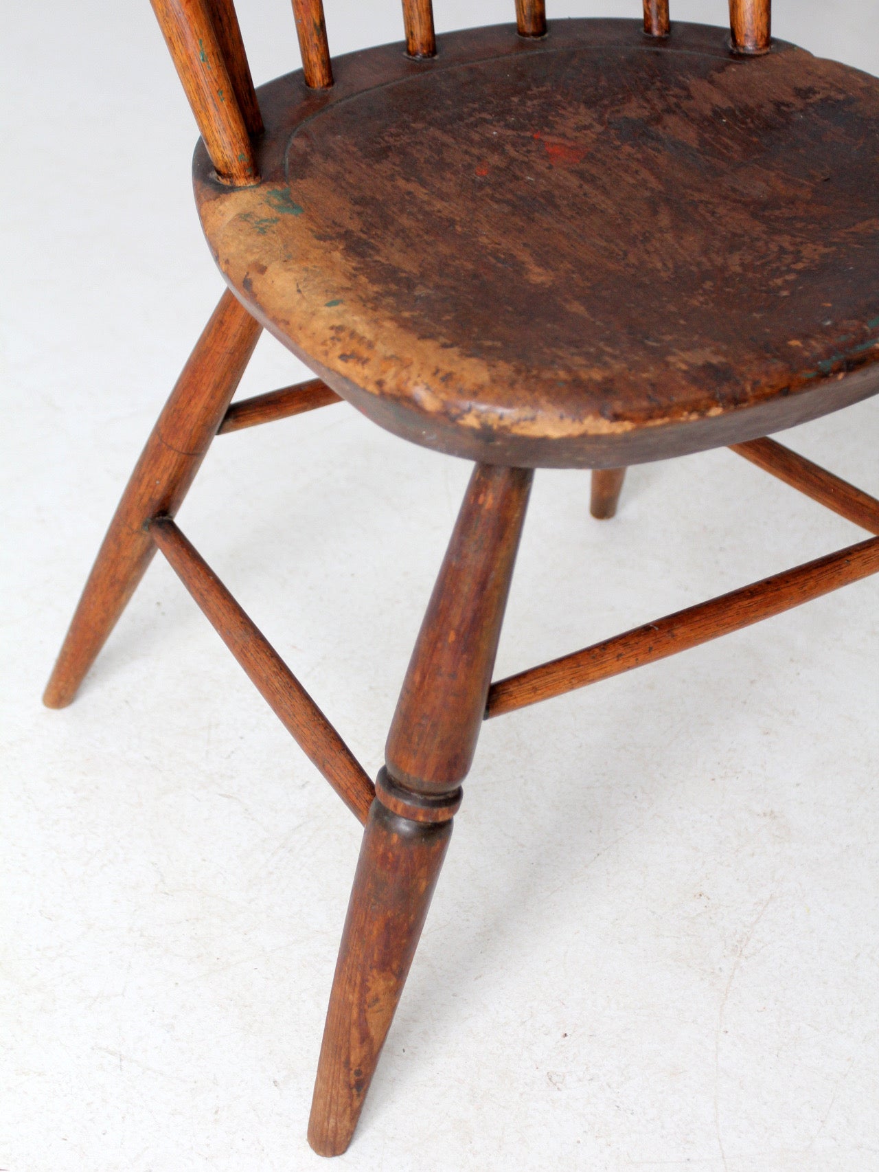 antique plank seat primitive farmhouse chair