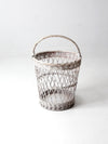 vintage white wicker harvest basket