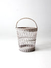 vintage white wicker harvest basket