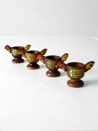 vintage wooden bird egg cups set of 4