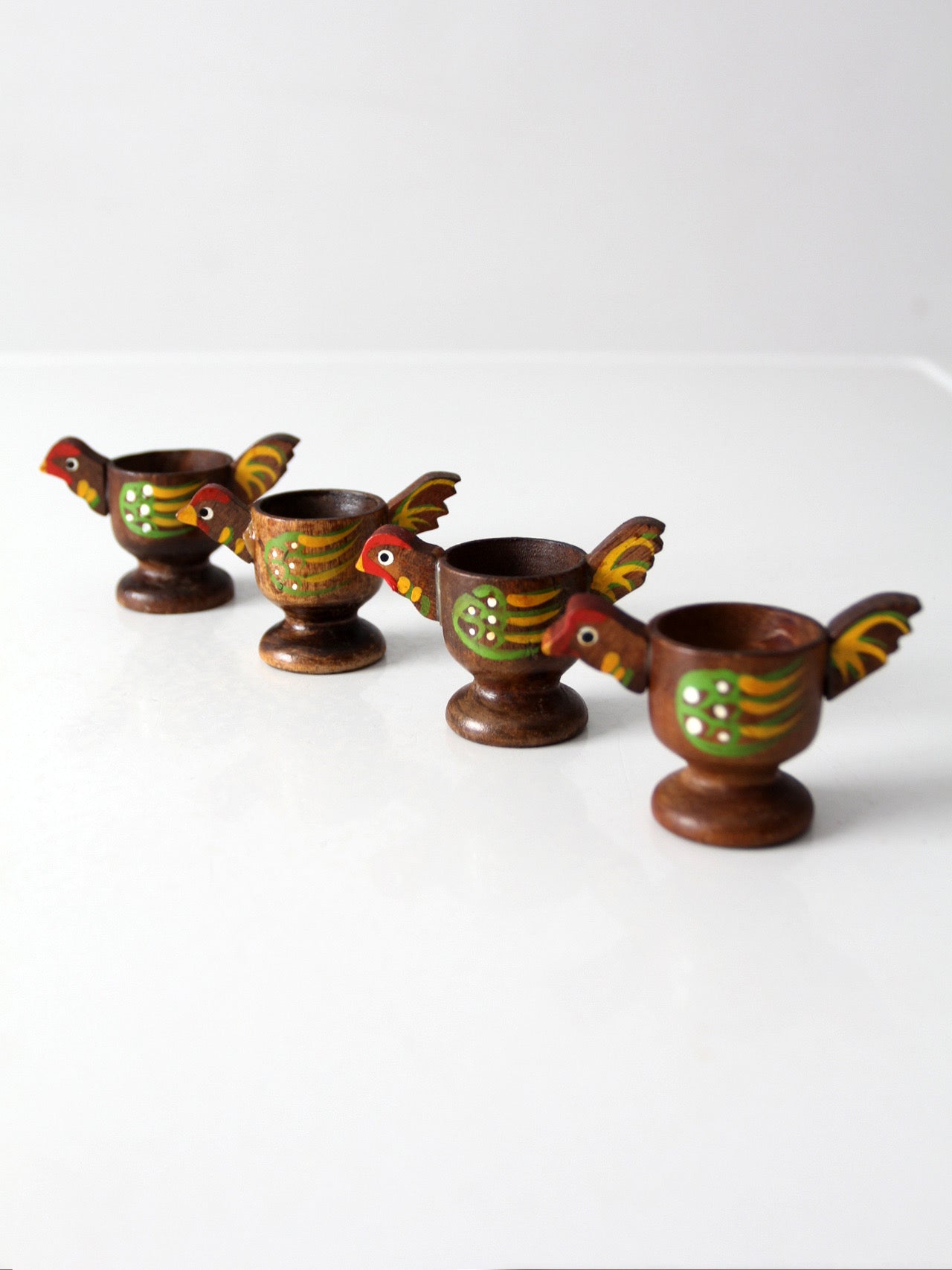 vintage wooden bird egg cups set of 4