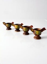 vintage wooden bird egg cups set of 4