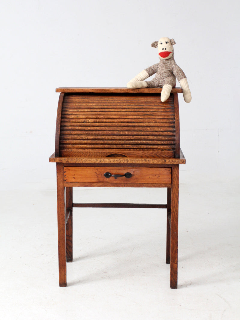 antique child's roll-top secretary desk