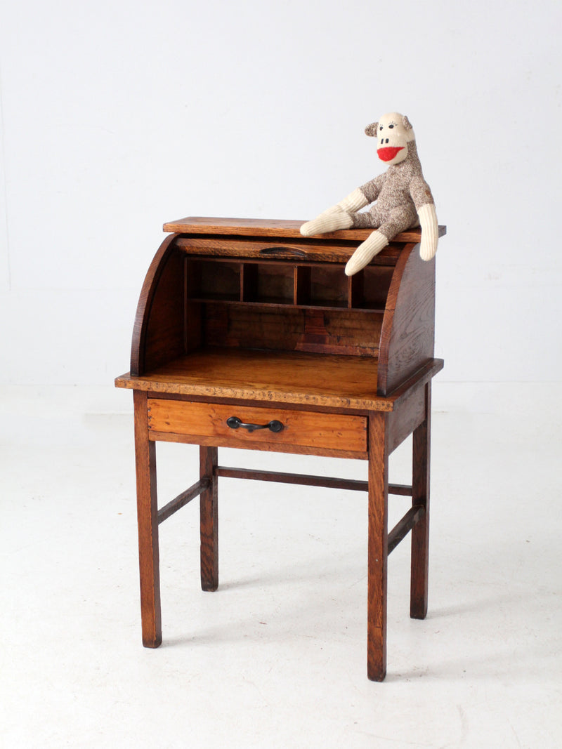 antique child's roll-top secretary desk