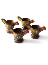 vintage wooden bird egg cups set of 4
