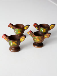 vintage wooden bird egg cups set of 4