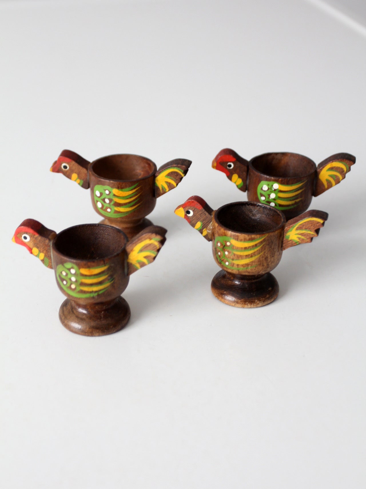 vintage wooden bird egg cups set of 4