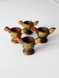vintage wooden bird egg cups set of 4