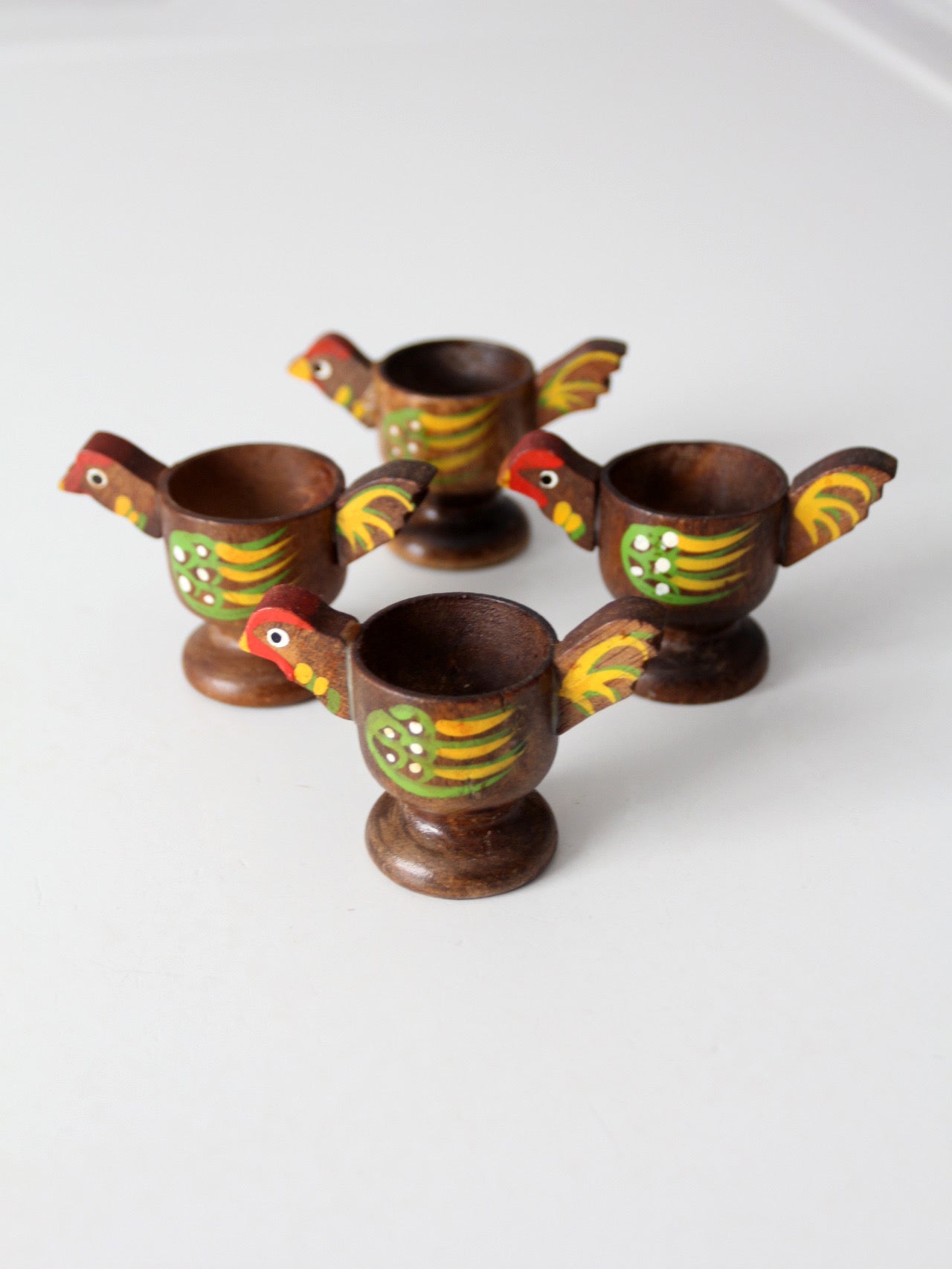 vintage wooden bird egg cups set of 4