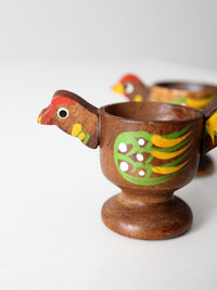 vintage wooden bird egg cups set of 4